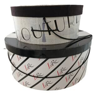 Vintage Lisa Rene & L'Opera Teatre Round Hat Box French Paris Script Decorative